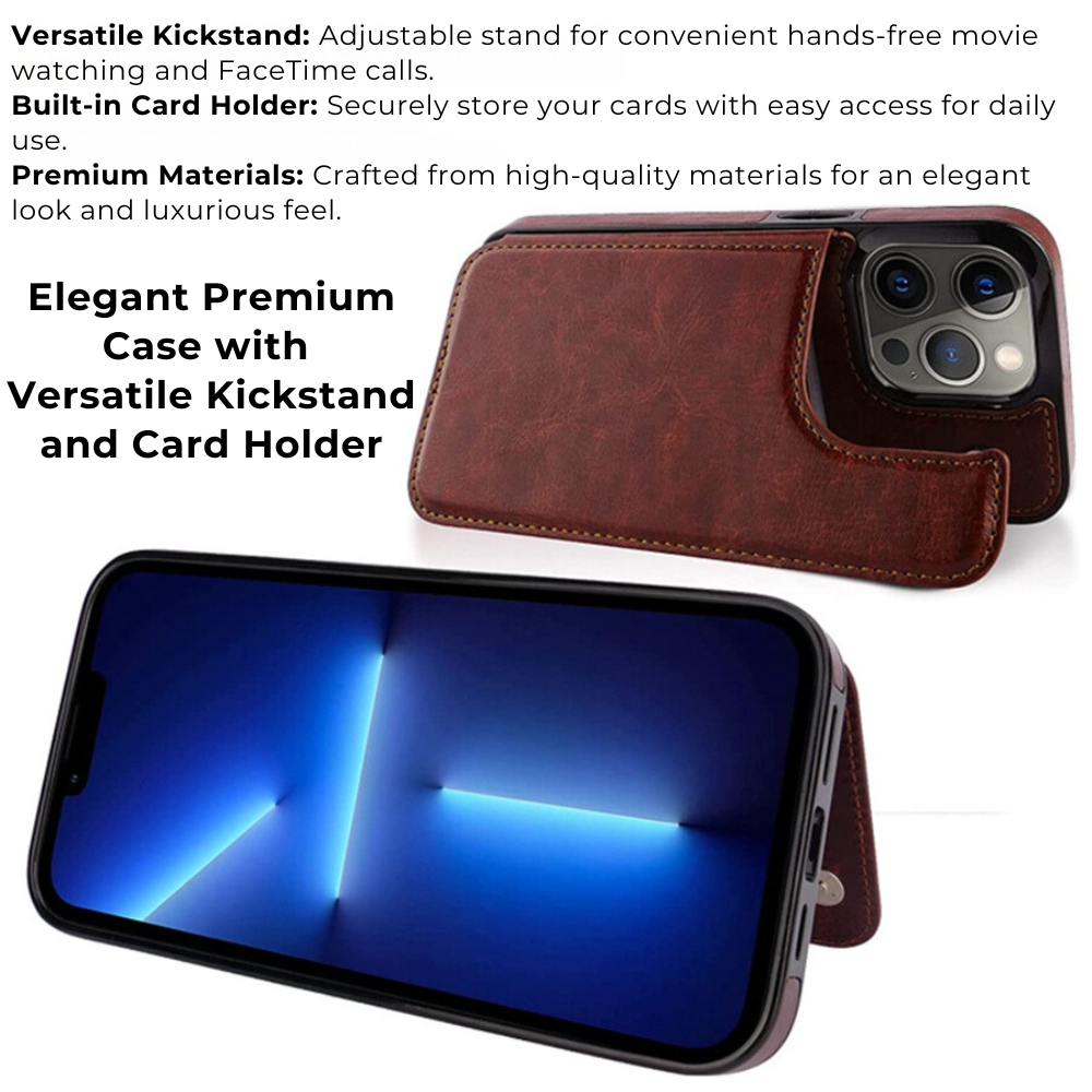 Premium iPhone Case Flip Wallet MagSafe Compatible Leather RFID Blocking Card Holder Magnetic Closure Shockproof Protective Cover Camera Lens Protection Stand Function