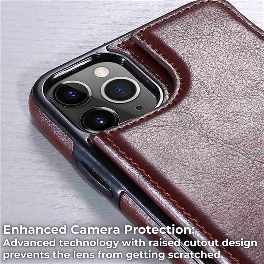 Premium iPhone Case Flip Wallet MagSafe Compatible Leather RFID Blocking Card Holder Magnetic Closure Shockproof Protective Cover Camera Lens Protection Stand Function