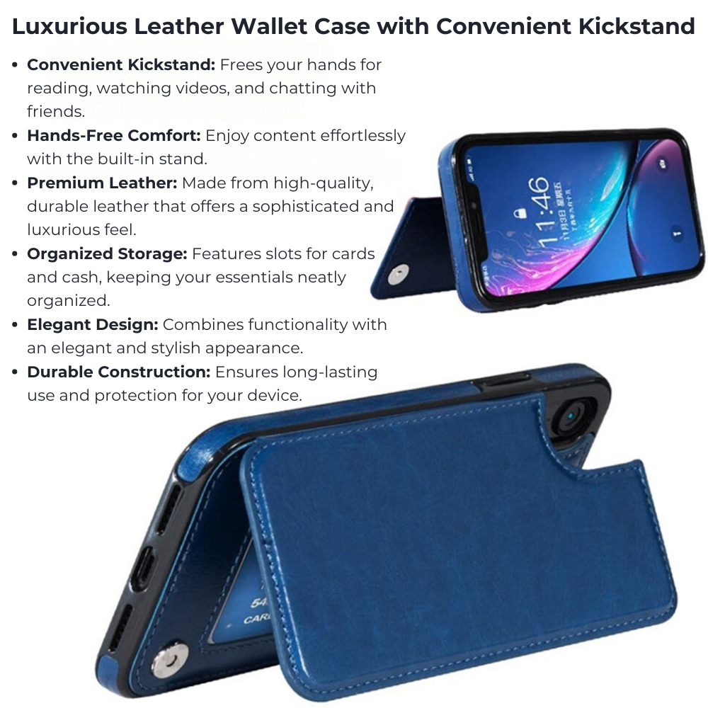 Premium iPhone Case Flip Wallet MagSafe Compatible Leather RFID Blocking Card Holder Magnetic Closure Shockproof Protective Cover Camera Lens Protection Stand Function