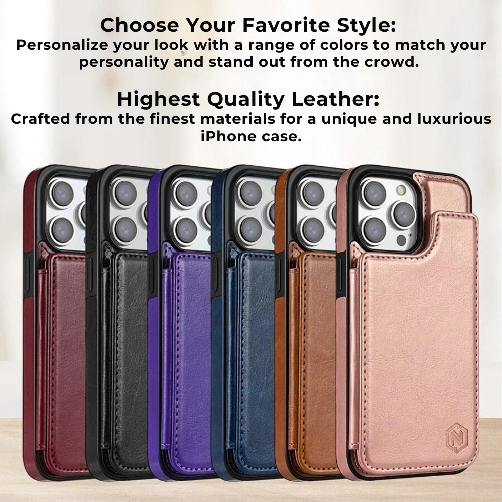 Premium iPhone Case Flip Wallet MagSafe Compatible Leather RFID Blocking Card Holder Magnetic Closure Shockproof Protective Cover Camera Lens Protection Stand Function