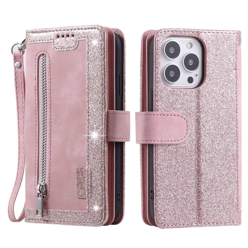 Premium iPhone Case Flip Wallet MagSafe Compatible Leather Zipper Card Holder Shockproof Protective Cover Strap Stand Function Camera Lens Protection