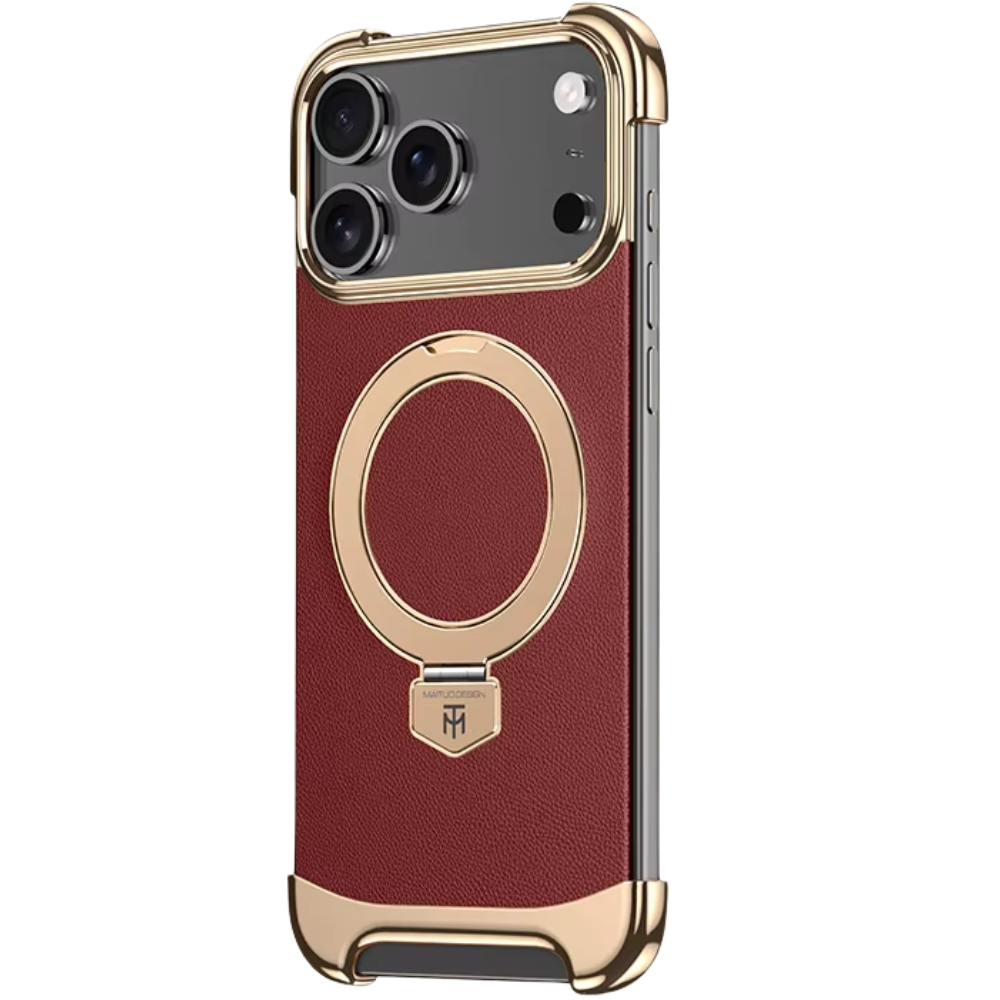 Premium iPhone Case Frameless Magnetic Protective Cover Ultra Thin Leather Back Metal Bumper Stand Shockproof Edge Protection Camera Lens Guard