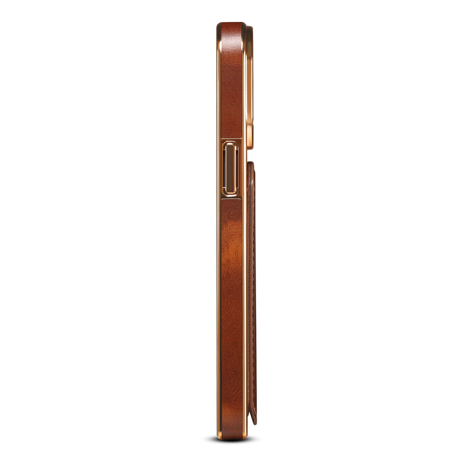 Premium iPhone Case Genuine Cowhide Leather Wallet Cover Magnetic Card Holder Plating Frame Shockproof Protection Full Body Slim Design