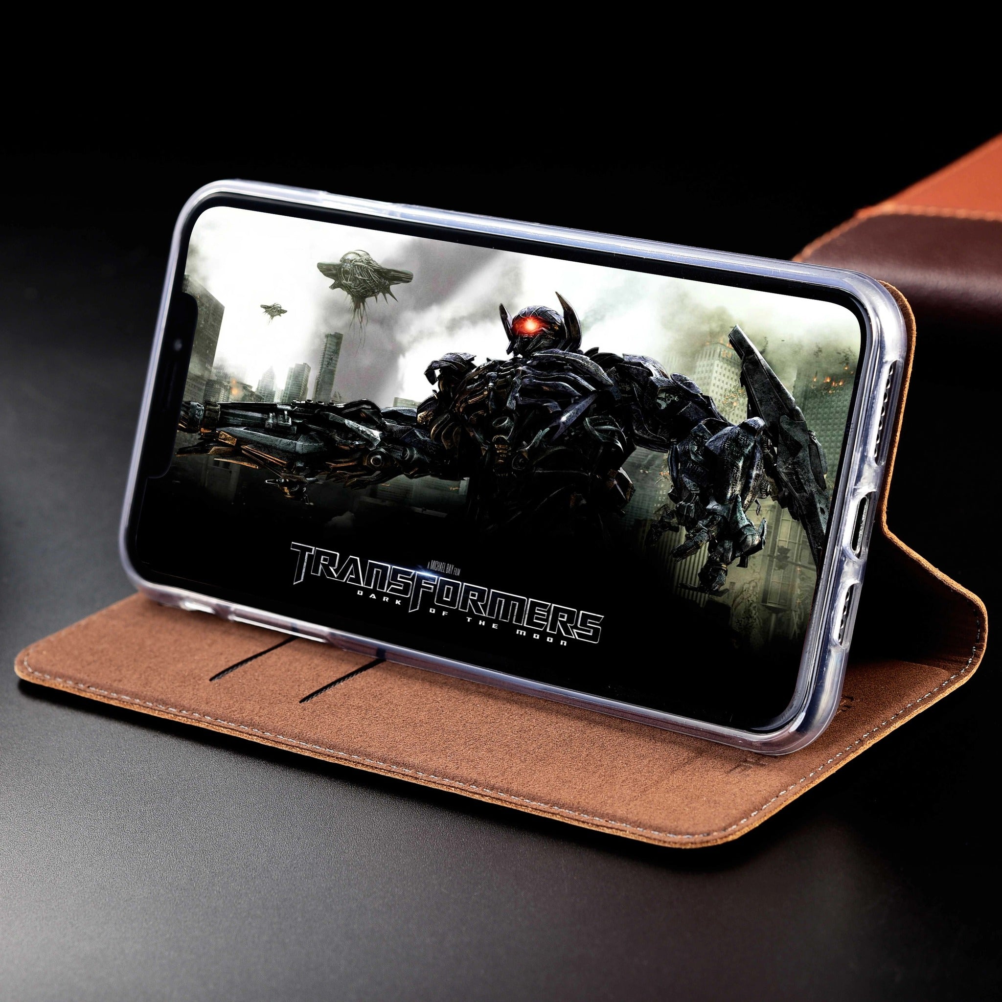 Premium iPhone Case Genuine Leather Flip Wallet Cover Card Slots Magnetic Closure Shockproof Full Protection Slim Elegant Design