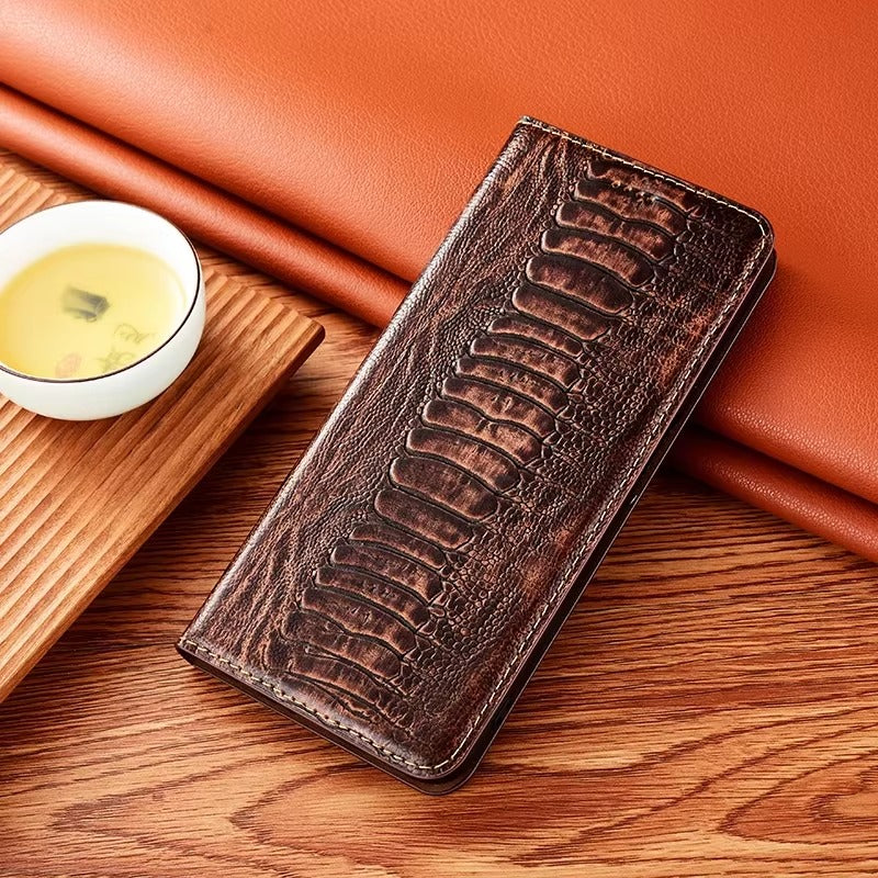 Premium iPhone Case Genuine Leather Flip Wallet Cover Card Slots Magnetic Closure Shockproof Full Protection Slim Elegant Design