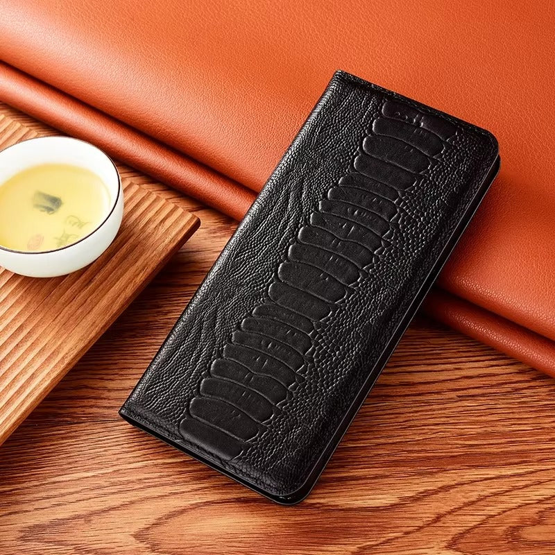 Premium iPhone Case Genuine Leather Flip Wallet Cover Card Slots Magnetic Closure Shockproof Full Protection Slim Elegant Design