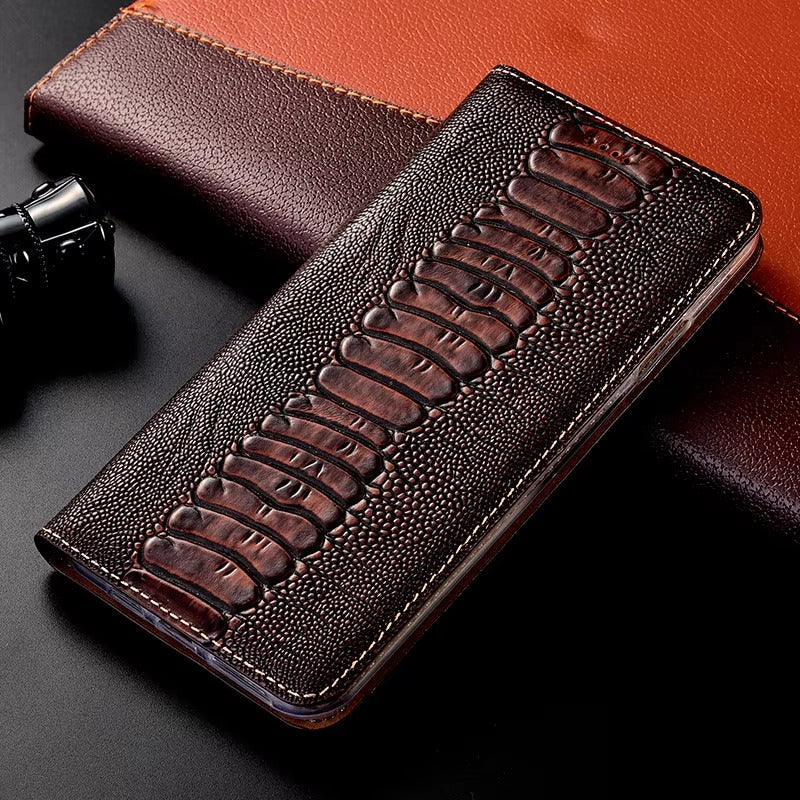 Premium iPhone Case Genuine Leather Flip Wallet Cover Card Slots Magnetic Closure Shockproof Full Protection Slim Elegant Design