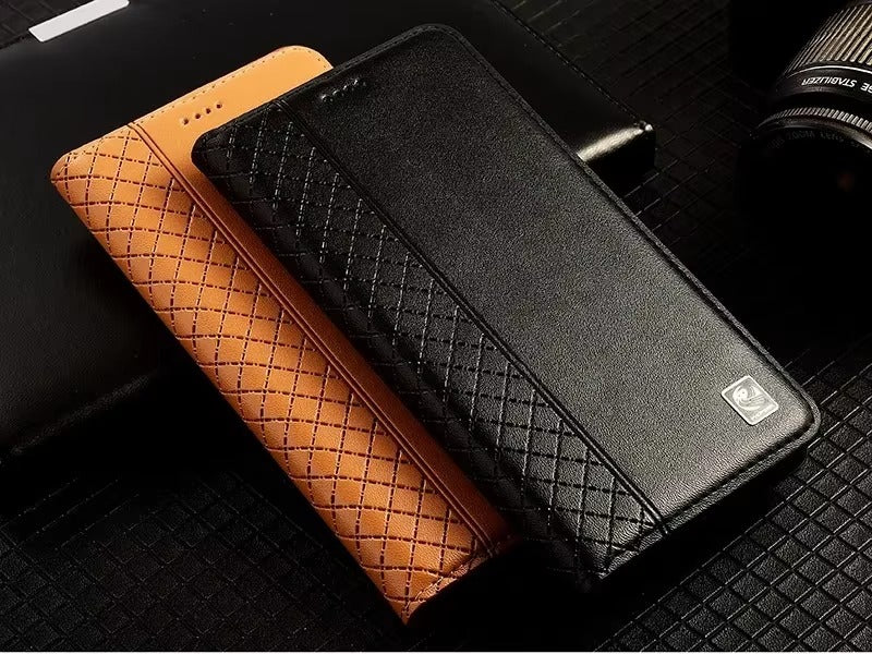 Premium iPhone Case Genuine Nappa Leather Wallet Flip Cover Card Holder Magnetic Closure Shockproof Protection Full Body Slim Business Design