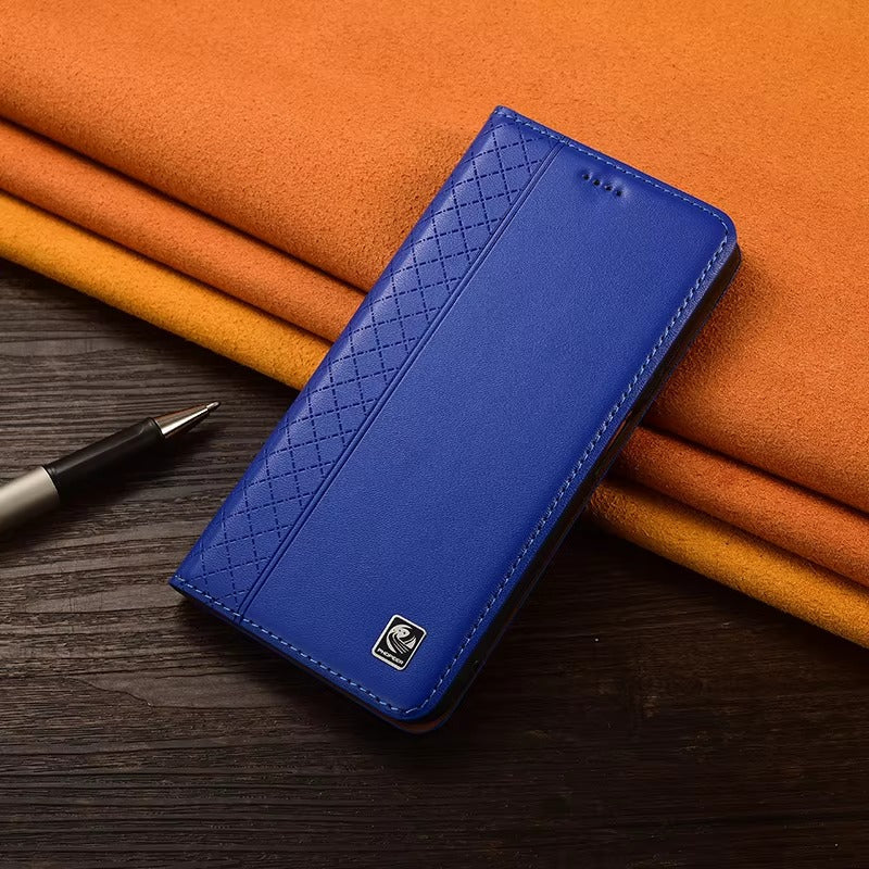 Premium iPhone Case Genuine Nappa Leather Wallet Flip Cover Card Holder Magnetic Closure Shockproof Protection Full Body Slim Business Design