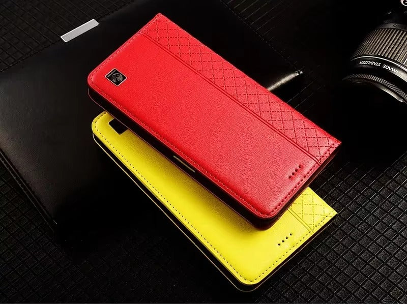 Premium iPhone Case Genuine Nappa Leather Wallet Flip Cover Card Holder Magnetic Closure Shockproof Protection Full Body Slim Business Design