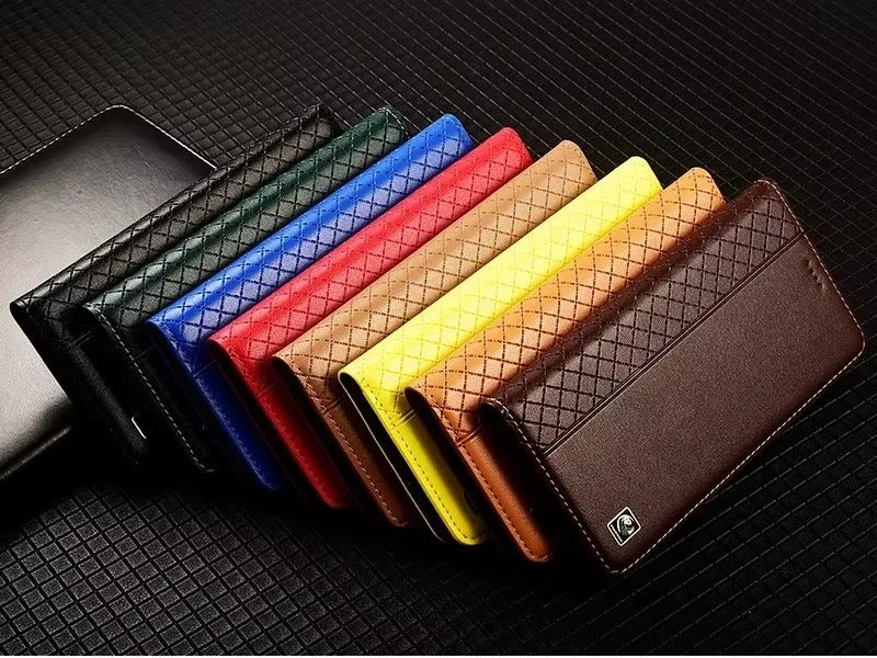 Premium iPhone Case Genuine Nappa Leather Wallet Flip Cover Card Holder Magnetic Closure Shockproof Protection Full Body Slim Business Design