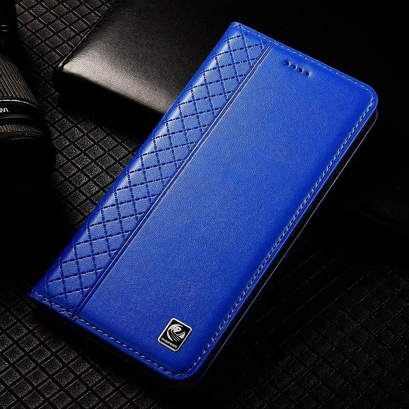 Premium iPhone Case Genuine Nappa Leather Wallet Flip Cover Card Holder Magnetic Closure Shockproof Protection Full Body Slim Business Design