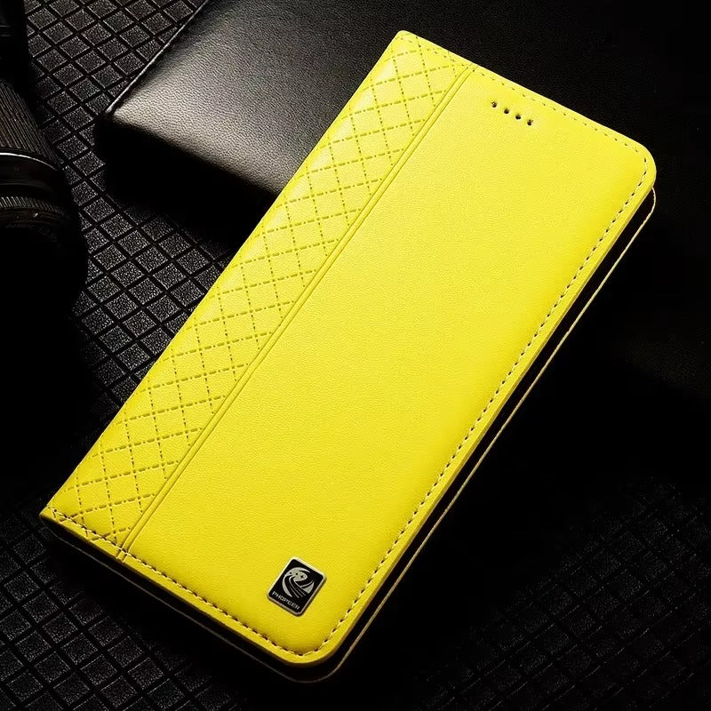 Premium iPhone Case Genuine Nappa Leather Wallet Flip Cover Card Holder Magnetic Closure Shockproof Protection Full Body Slim Business Design