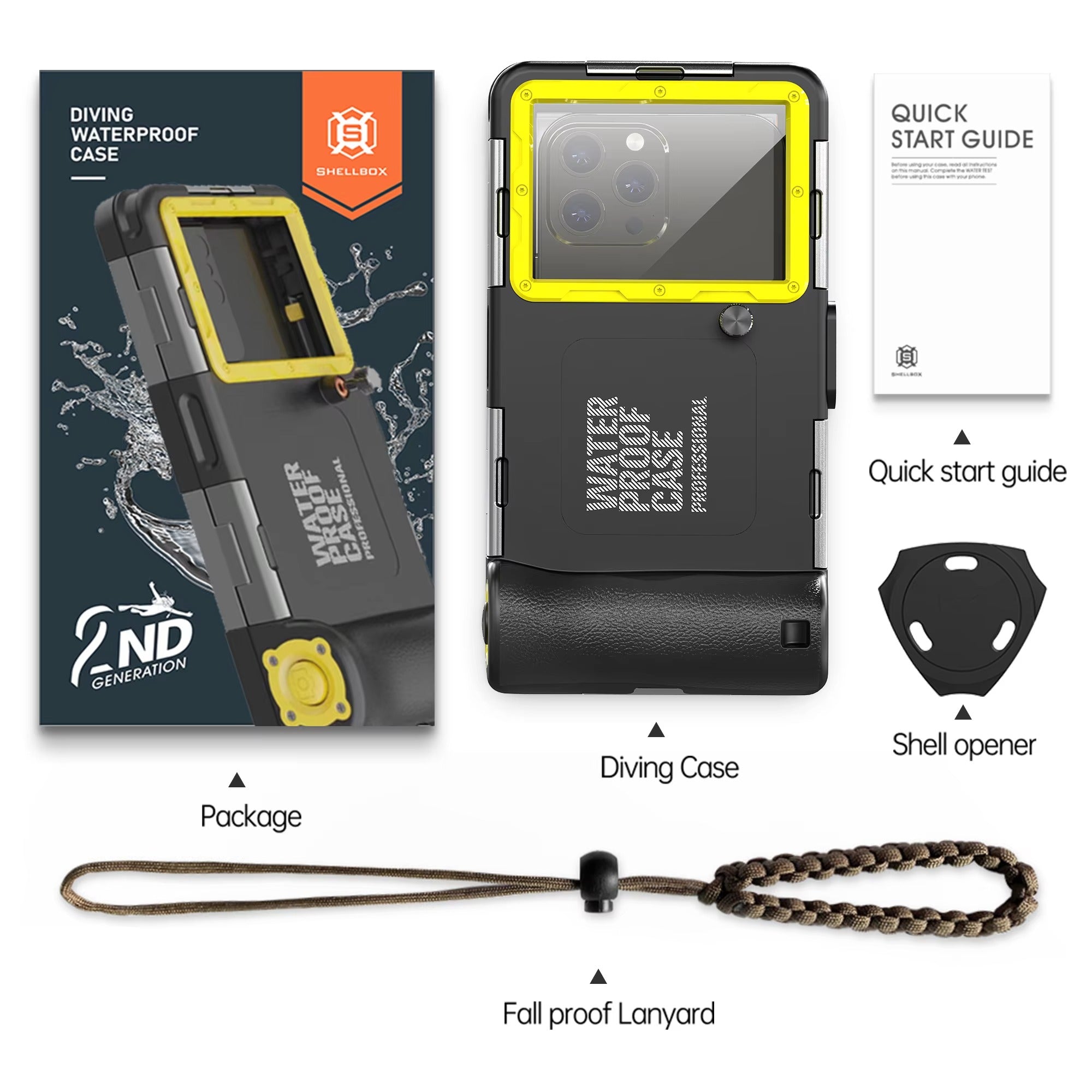 Premium iPhone Case IP68 Waterproof Protective Cover Full Body Shockproof Anti Scratch Seal 15m Underwater Protection Secure Lanyard Durable Design