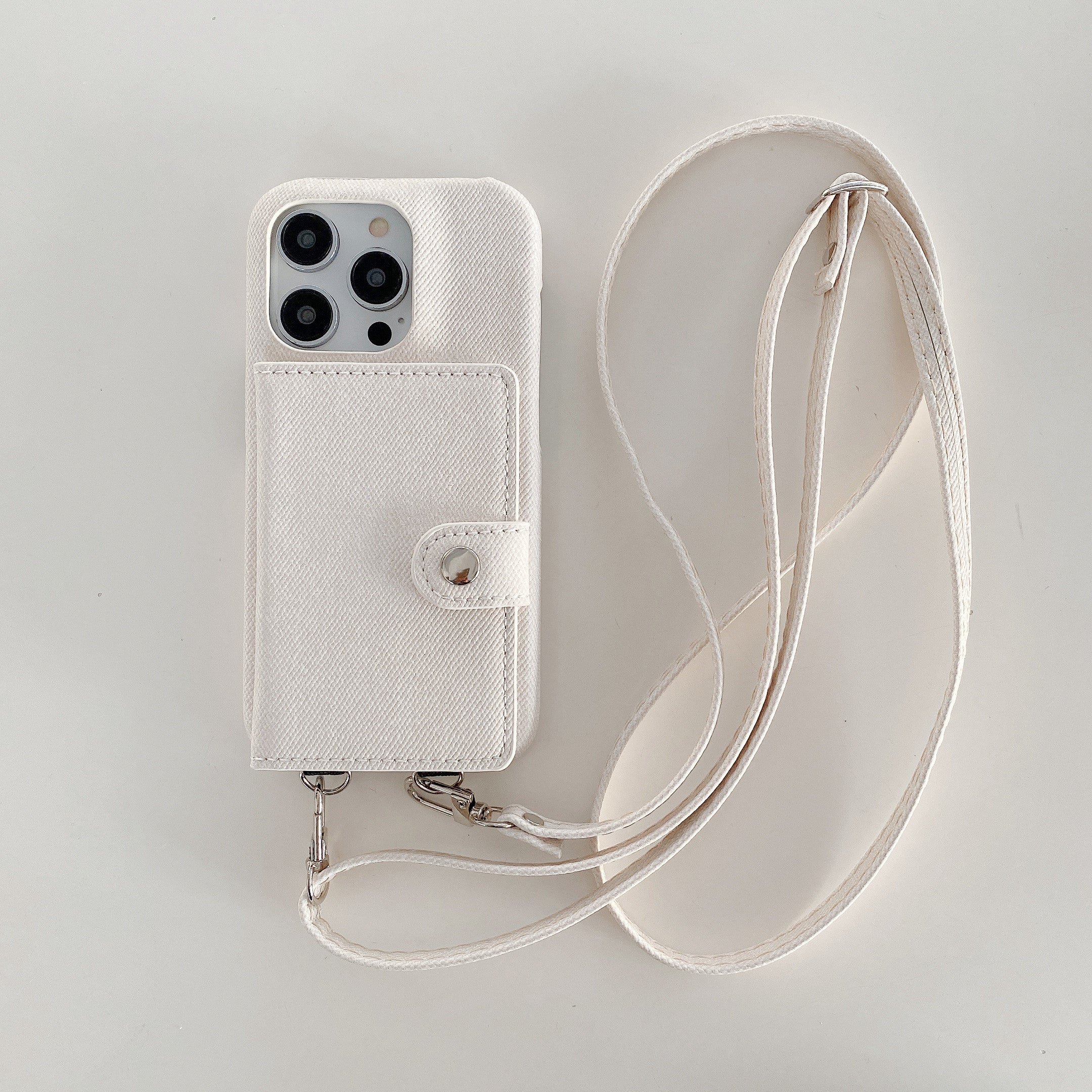 Premium iPhone Case Leather Wallet Crossbody Flip Cover PU Leather Card Pocket Shoulder Strap Shockproof Protection Full Coverage