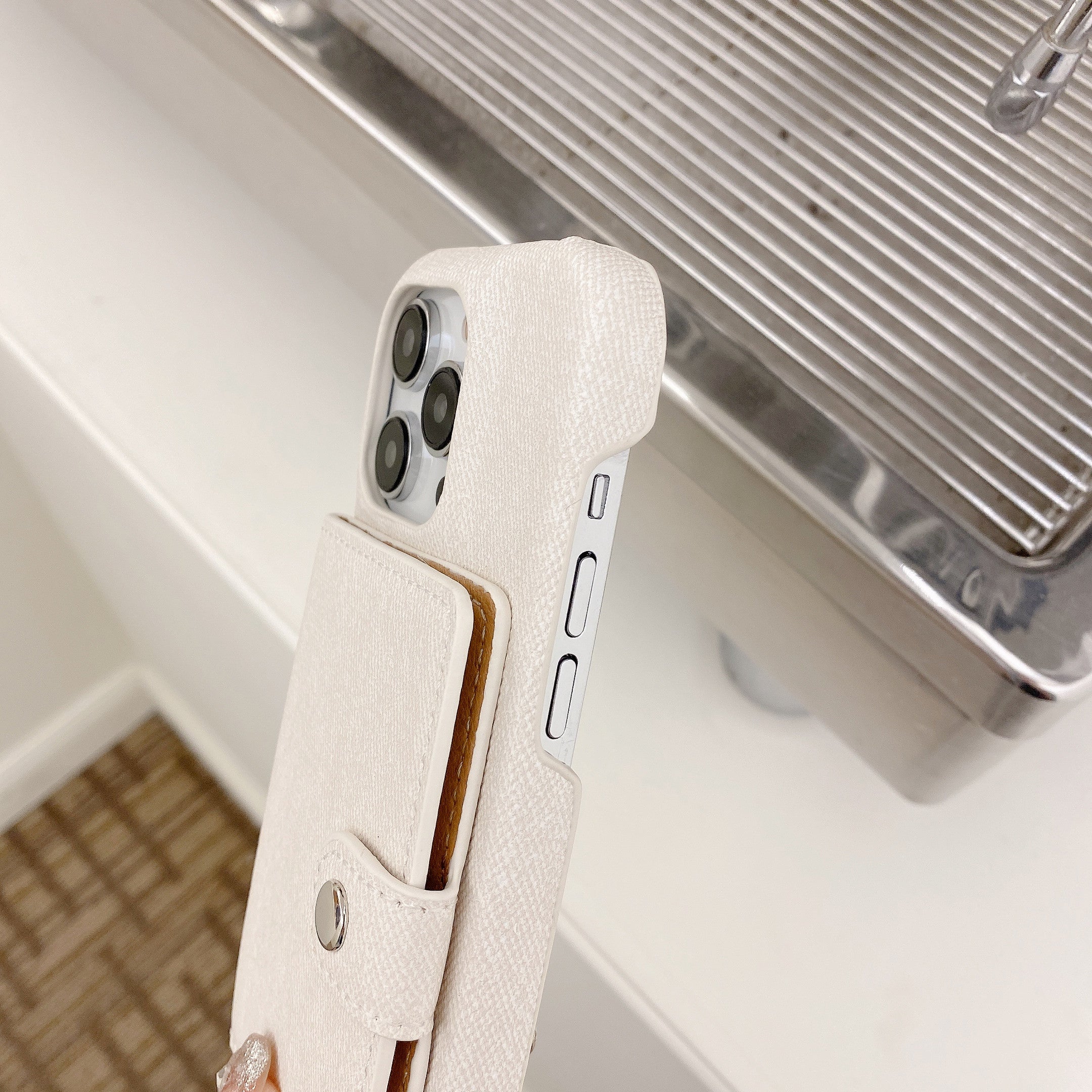 Premium iPhone Case Leather Wallet Crossbody Flip Cover PU Leather Card Pocket Shoulder Strap Shockproof Protection Full Coverage