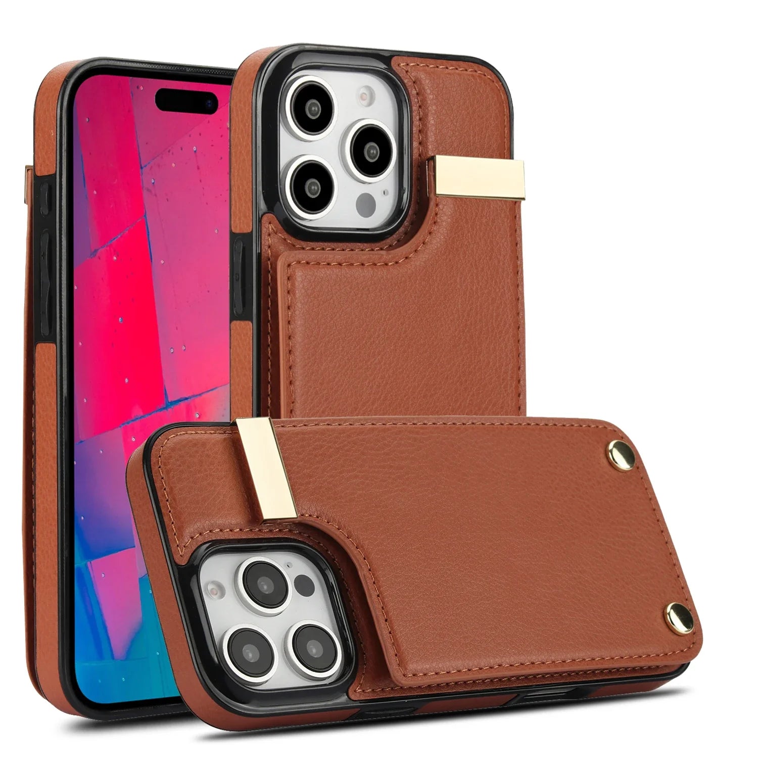 Premium iPhone Case Leather Wallet Flip Cover Card Holder Secure Pocket Magnetic Closure Shockproof Full Protection Slim Design