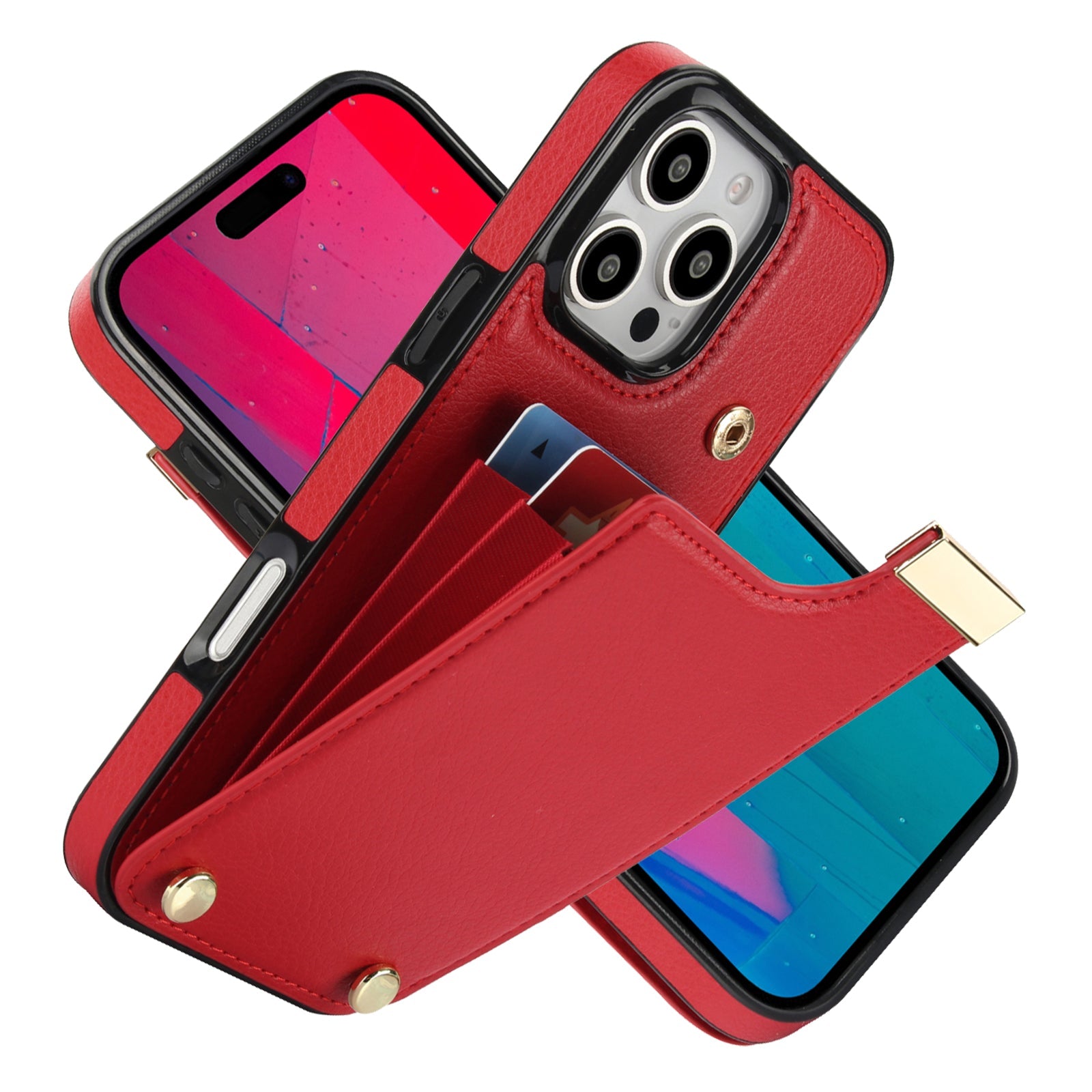 Premium iPhone Case Leather Wallet Flip Cover Card Holder Secure Pocket Magnetic Closure Shockproof Full Protection Slim Design