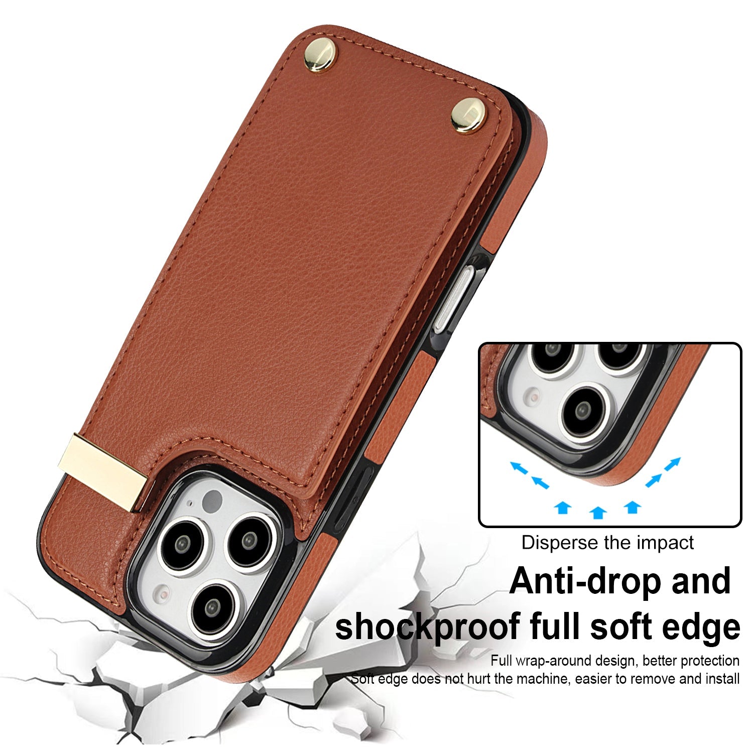 Premium iPhone Case Leather Wallet Flip Cover Card Holder Secure Pocket Magnetic Closure Shockproof Full Protection Slim Design