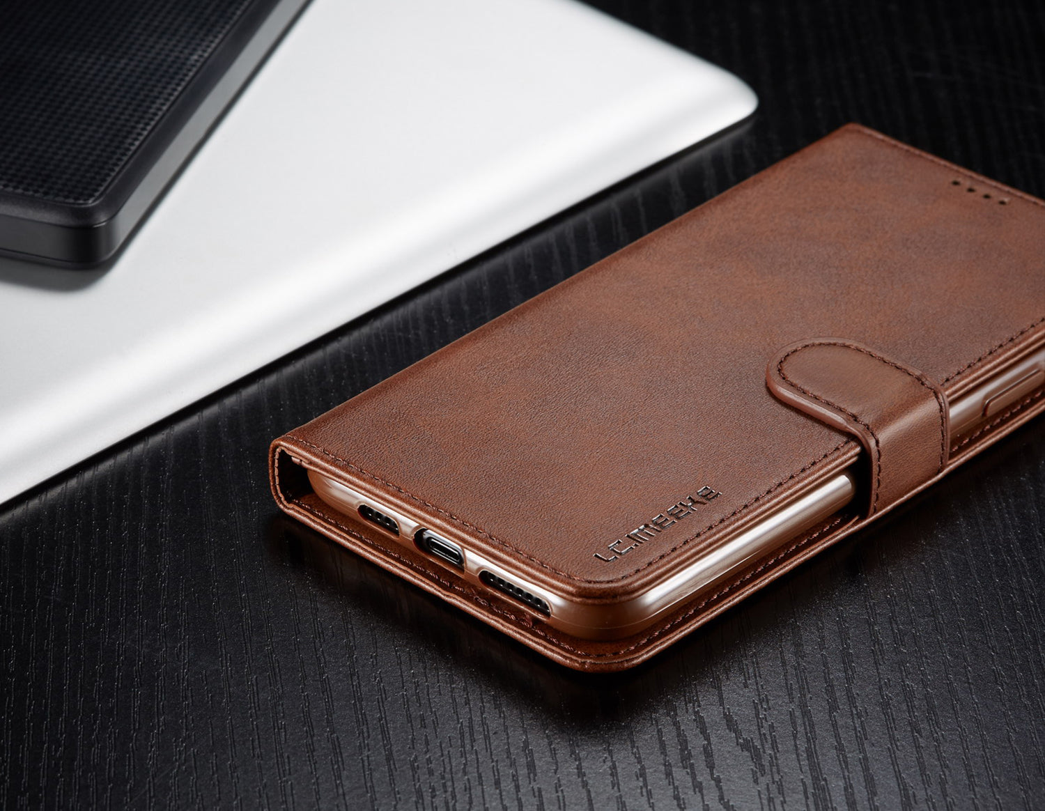Premium iPhone Case Leather Wallet Flip Cover Card Slot Magnetic Closure Shockproof Protection Full Body Slim Elegant Design