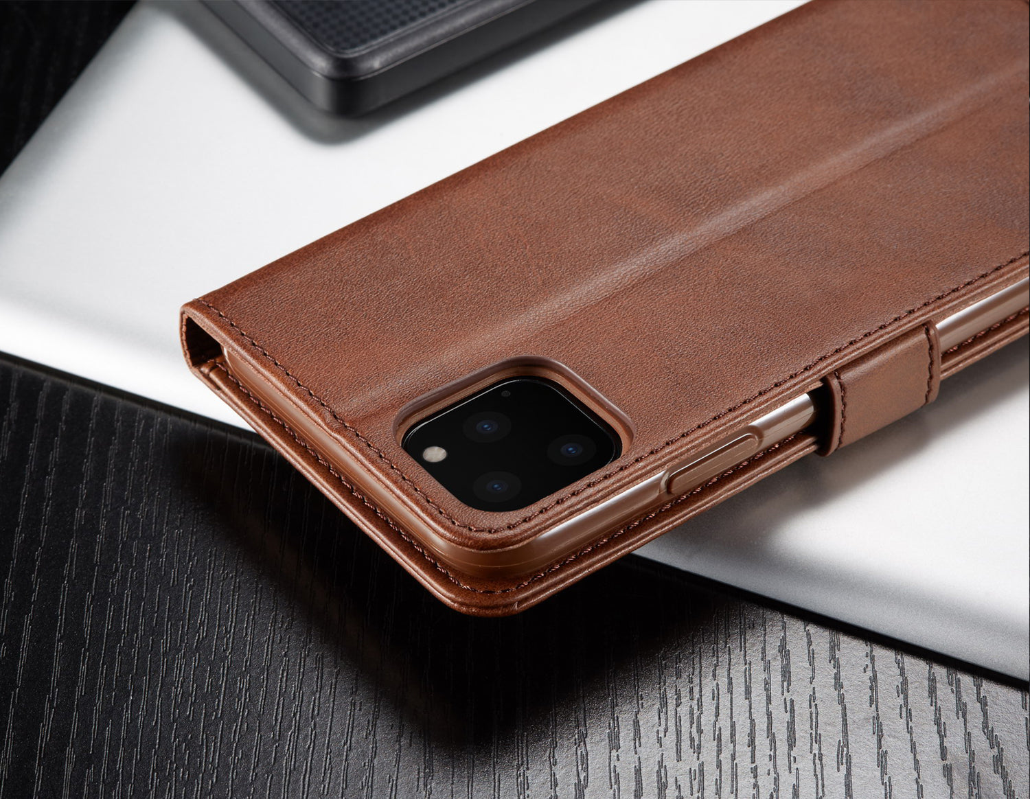 Premium iPhone Case Leather Wallet Flip Cover Card Slot Magnetic Closure Shockproof Protection Full Body Slim Elegant Design