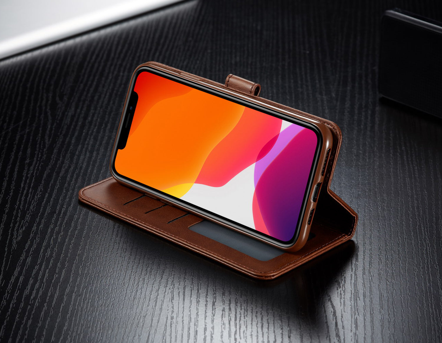 Premium iPhone Case Leather Wallet Flip Cover Card Slot Magnetic Closure Shockproof Protection Full Body Slim Elegant Design