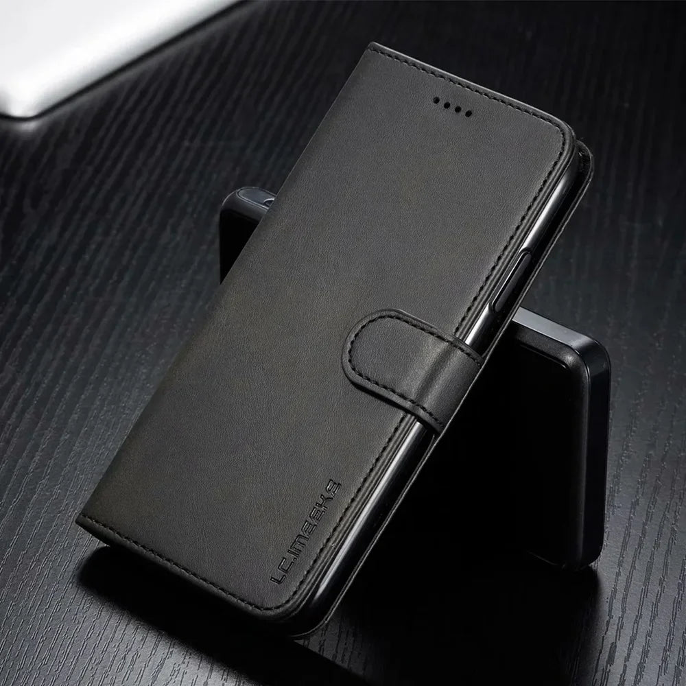 Premium iPhone Case Leather Wallet Flip Cover Card Slot Magnetic Closure Shockproof Protection Full Body Slim Elegant Design