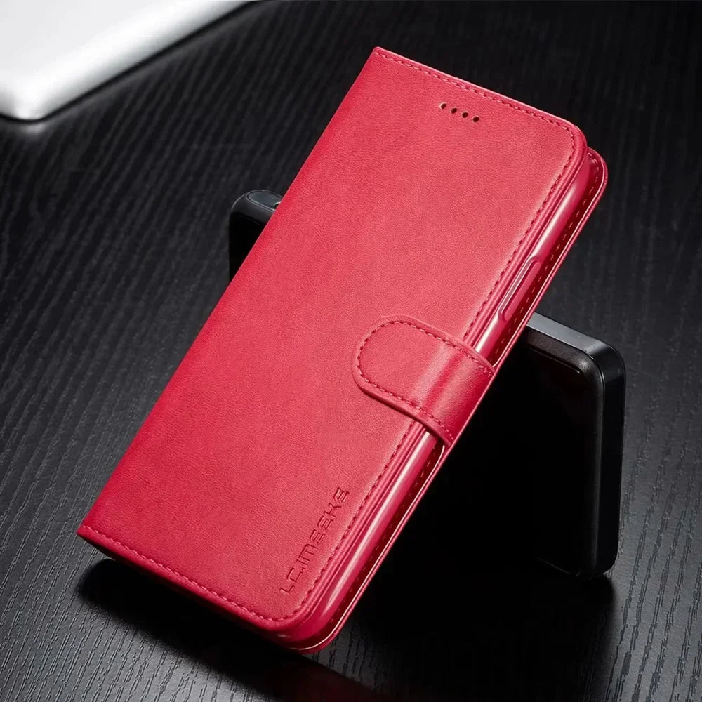 Premium iPhone Case Leather Wallet Flip Cover Card Slot Magnetic Closure Shockproof Protection Full Body Slim Elegant Design