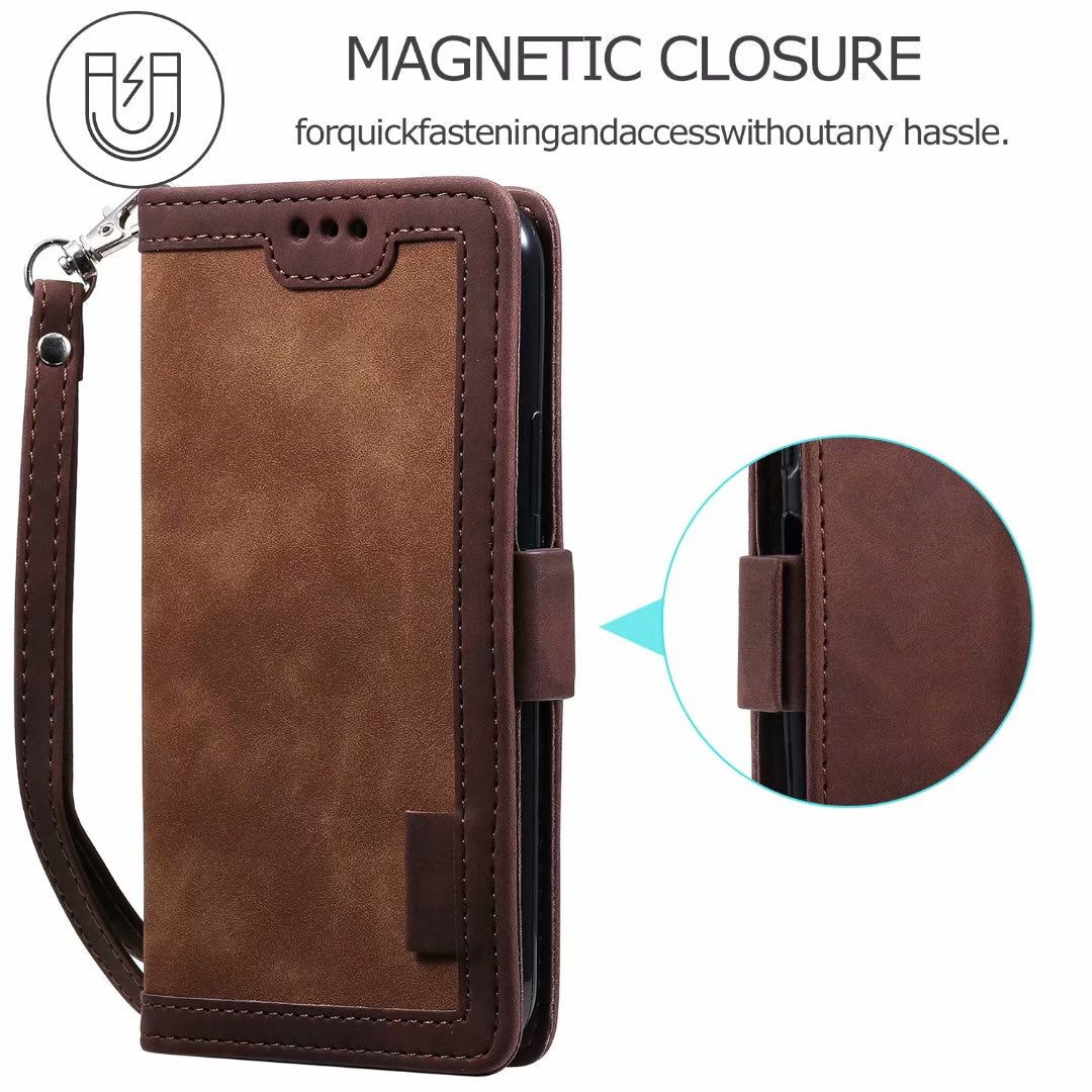 Premium iPhone Case Leather Wallet Flip Cover Card Slots Magnetic Closure Shockproof Protection Full Body Slim Elegant Design