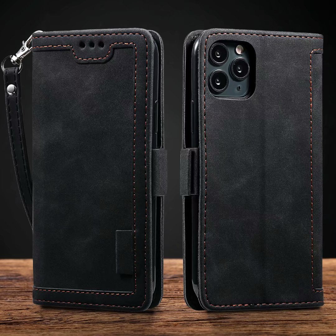 Premium iPhone Case Leather Wallet Flip Cover Card Slots Magnetic Closure Shockproof Protection Full Body Slim Elegant Design