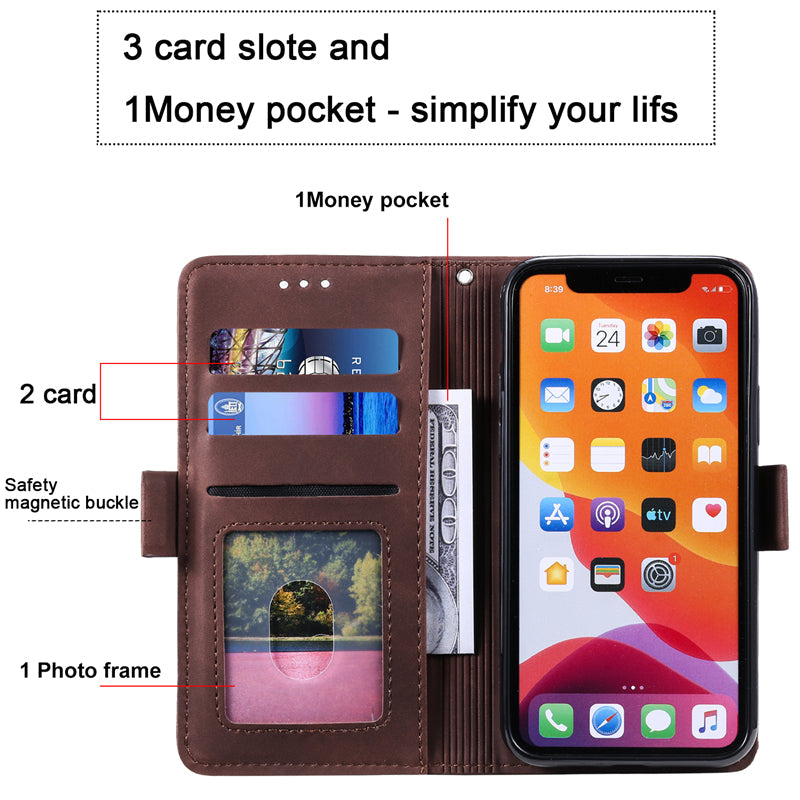 Premium iPhone Case Leather Wallet Flip Cover Card Slots Magnetic Closure Shockproof Protection Full Body Slim Elegant Design