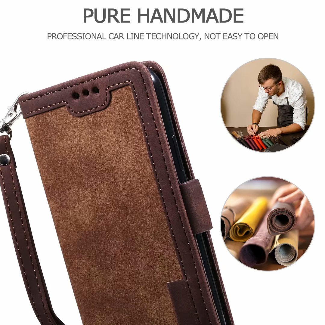 Premium iPhone Case Leather Wallet Flip Cover Card Slots Magnetic Closure Shockproof Protection Full Body Slim Elegant Design