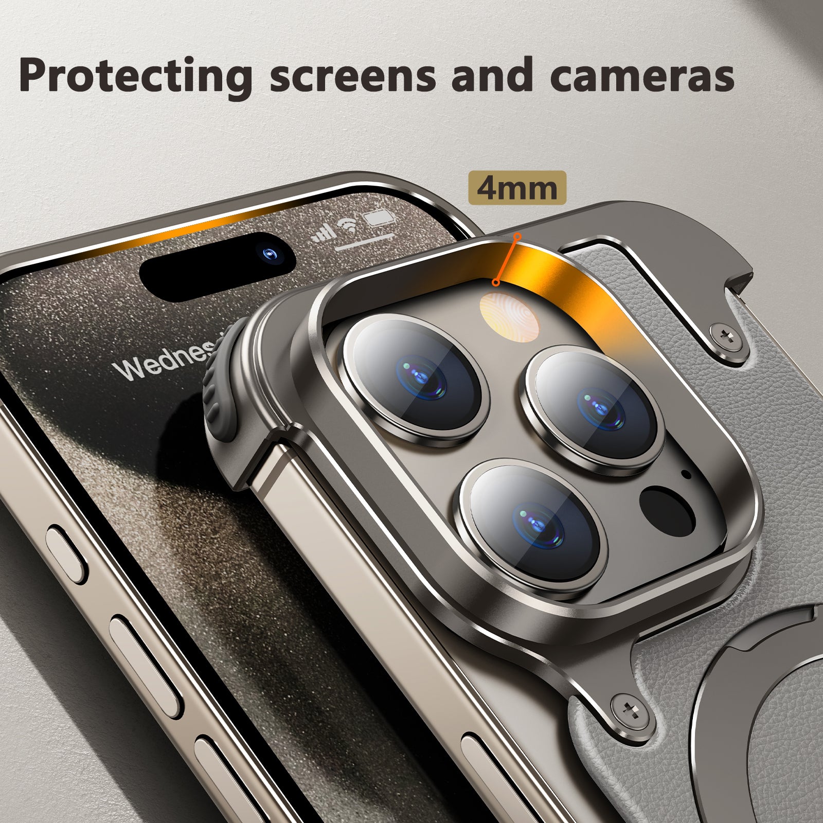 Premium iPhone Case MagSafe Compatible Aluminum Frame Magnetic Shockproof Protective Cover Ultra Thin Matte Metal Back Built-In Stand Camera Lens Protection Frameless Design