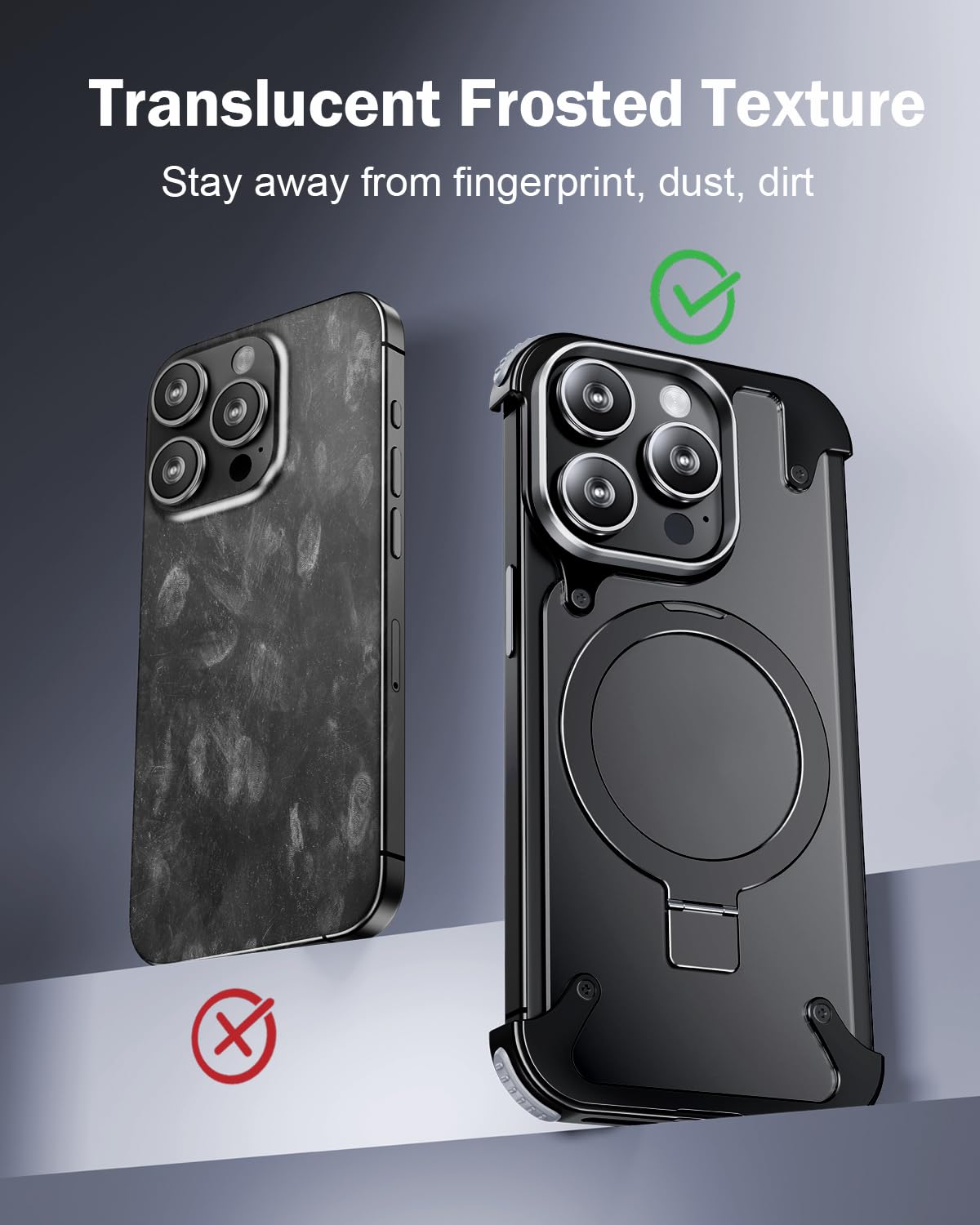 Premium iPhone Case MagSafe Compatible Aluminum Frame Magnetic Shockproof Protective Cover Ultra Thin Matte Metal Back Built-In Stand Camera Lens Protection Frameless Design