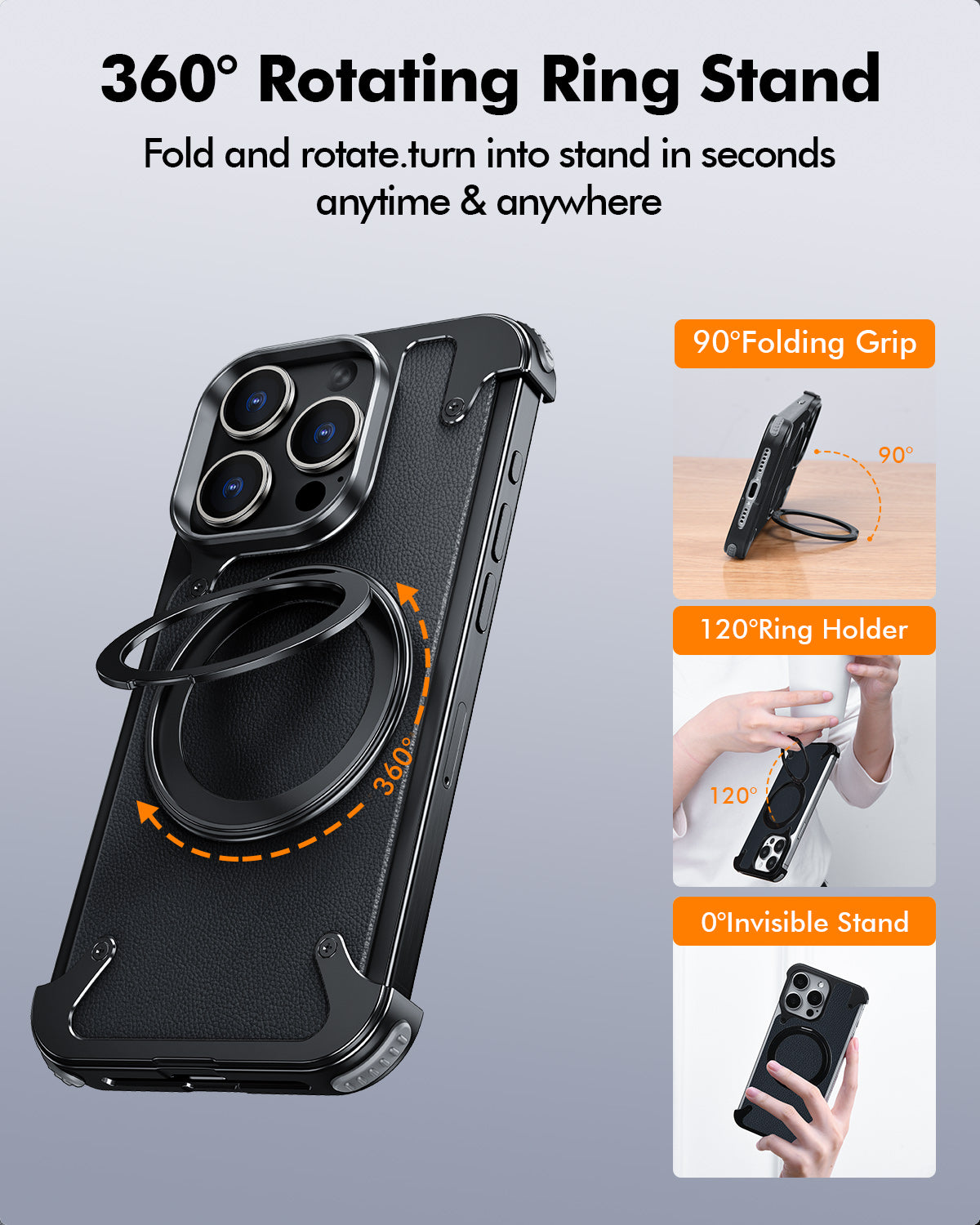 Premium iPhone Case MagSafe Compatible Aluminum Frame Magnetic Shockproof Protective Cover Ultra Thin Matte Metal Back Built-In Stand Camera Lens Protection Frameless Design