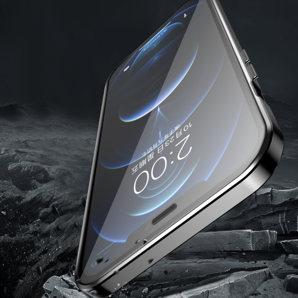 Premium iPhone Case MagSafe Compatible Aluminum Frame Tempered Glass Shockproof Protective Cover 360 Full Body Transparent Design Camera Lens Protection