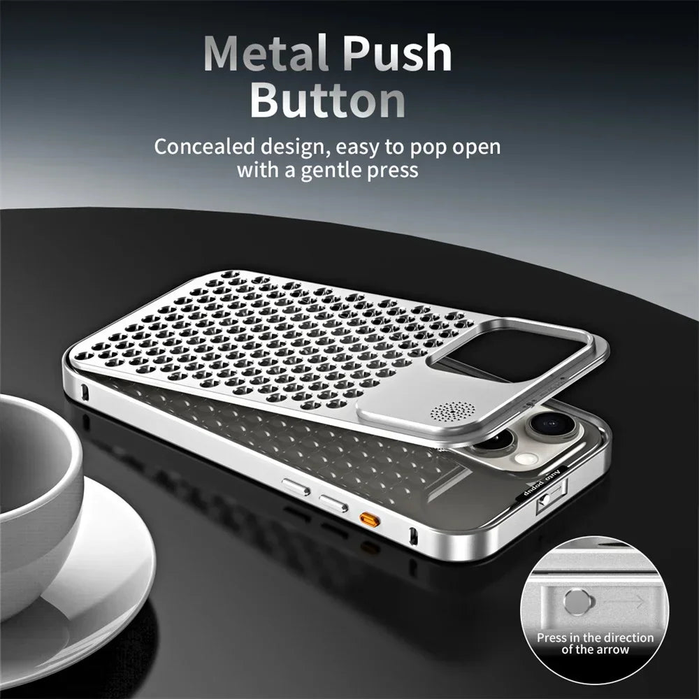 Premium iPhone Case MagSafe Compatible Aluminum Heat Dissipation Shockproof Protective Cover Metal Frame Camera Lens Protection Slim Design