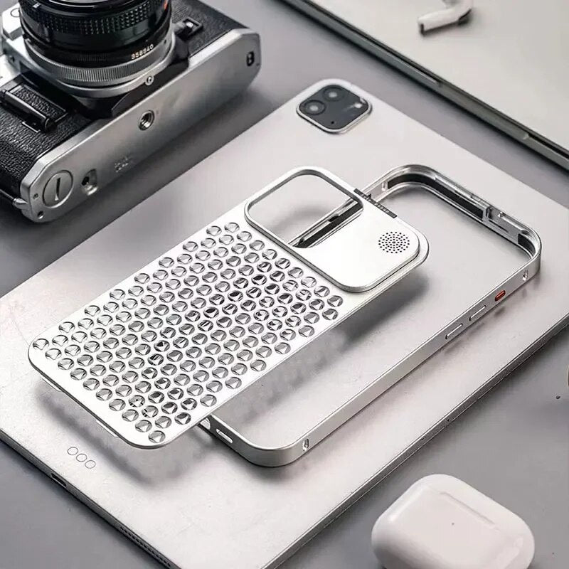 Premium iPhone Case MagSafe Compatible Aluminum Heat Dissipation Shockproof Protective Cover Metal Frame Camera Lens Protection Slim Design