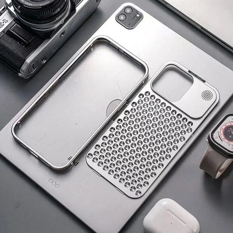 Premium iPhone Case MagSafe Compatible Aluminum Heat Dissipation Shockproof Protective Cover Metal Frame Camera Lens Protection Slim Design