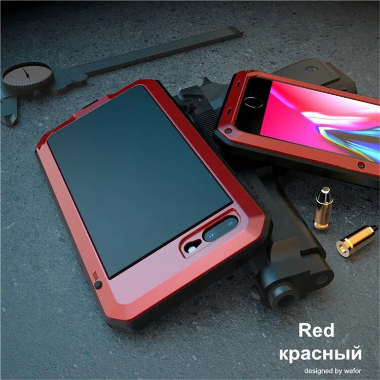 Premium iPhone Case MagSafe Compatible Aluminum Metal Frame Waterproof Shockproof Protective Cover Tempered Glass Screen Camera Lens Protection Full Body
