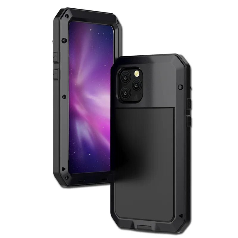 Premium iPhone Case MagSafe Compatible Aluminum Metal Frame Waterproof Shockproof Protective Cover Tempered Glass Screen Camera Lens Protection Full Body