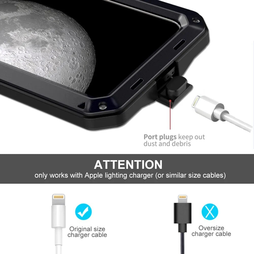 Premium iPhone Case MagSafe Compatible Aluminum Metal Frame Waterproof Shockproof Protective Cover Tempered Glass Screen Camera Lens Protection Full Body