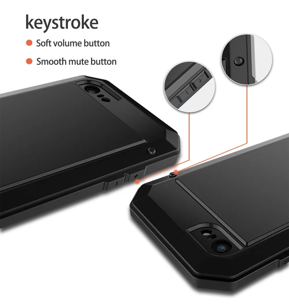 Premium iPhone Case MagSafe Compatible Aluminum Metal Frame Waterproof Shockproof Protective Cover Tempered Glass Screen Camera Lens Protection Full Body