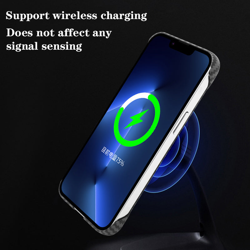 Premium iPhone Case MagSafe Compatible Carbon Fiber Magnetic Shockproof Protective Cover Slim Design Camera Lens Protection Lightweight