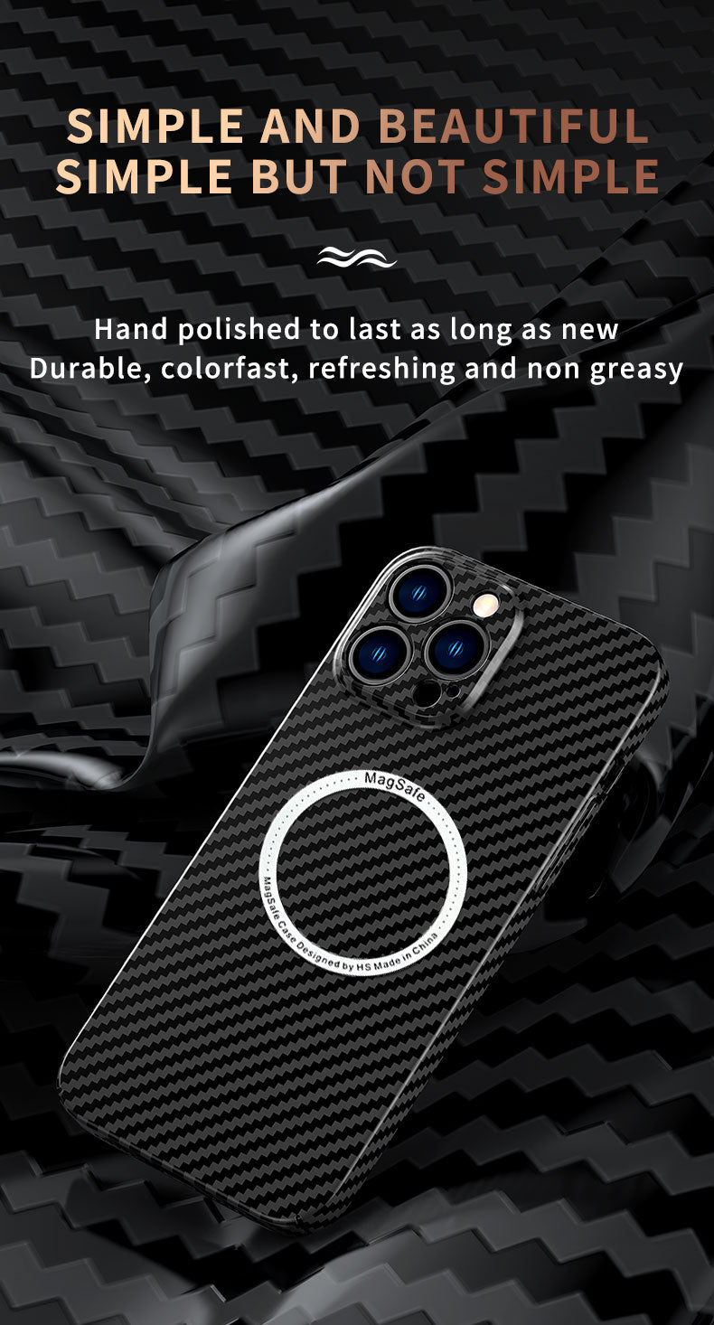 Premium iPhone Case MagSafe Compatible Carbon Fiber Magnetic Shockproof Protective Cover Slim Design Camera Lens Protection Lightweight