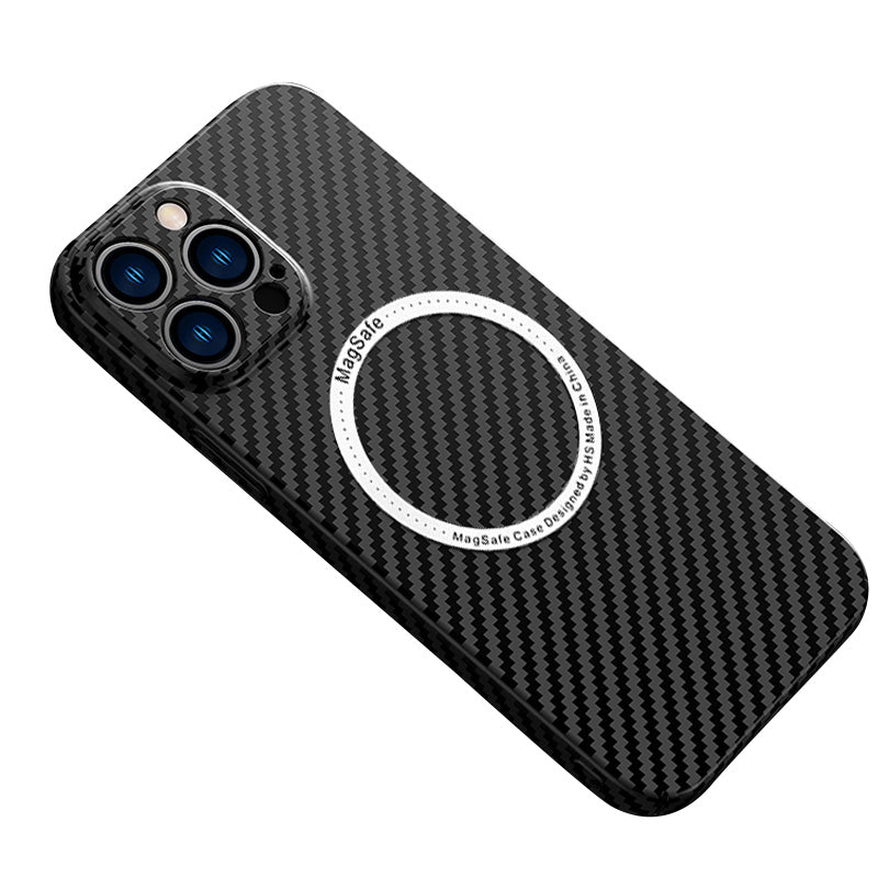 Premium iPhone Case MagSafe Compatible Carbon Fiber Magnetic Shockproof Protective Cover Slim Design Camera Lens Protection Lightweight