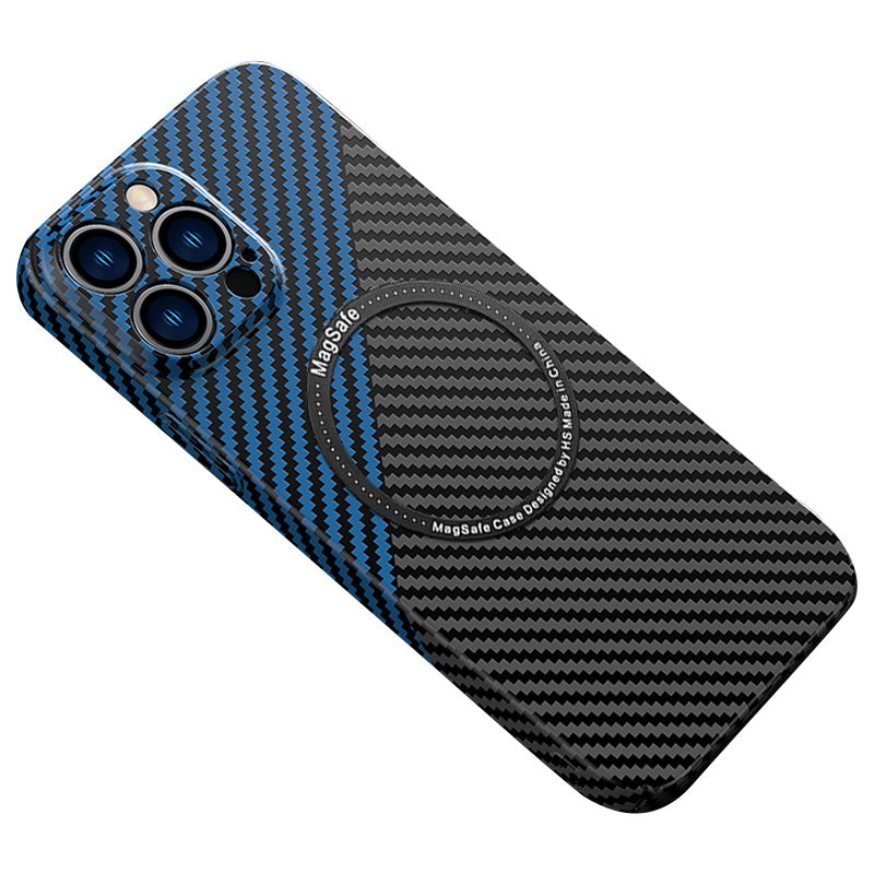 Premium iPhone Case MagSafe Compatible Carbon Fiber Magnetic Shockproof Protective Cover Slim Design Camera Lens Protection Lightweight
