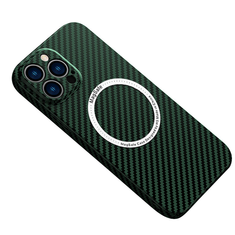 Premium iPhone Case MagSafe Compatible Carbon Fiber Magnetic Shockproof Protective Cover Slim Design Camera Lens Protection Lightweight