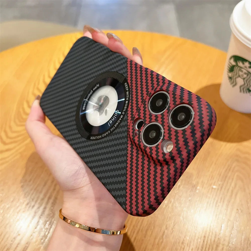 Premium iPhone Case MagSafe Compatible Carbon Fiber Magnetic Shockproof Protective Cover Slim Design Camera Lens Protection Lightweight