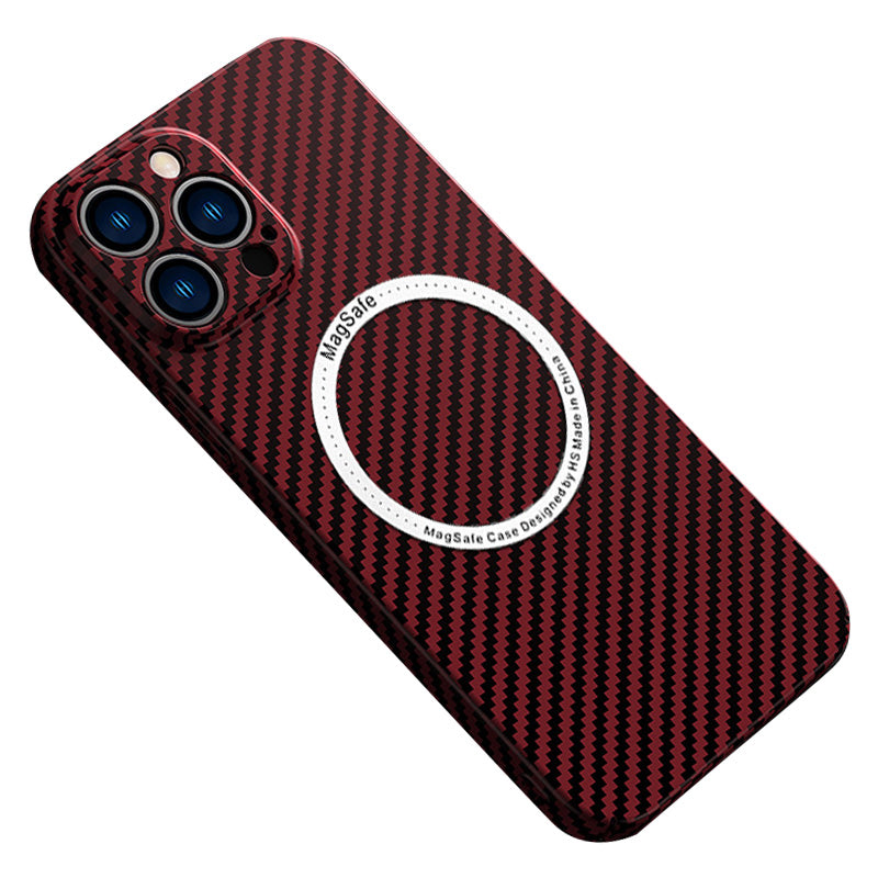 Premium iPhone Case MagSafe Compatible Carbon Fiber Magnetic Shockproof Protective Cover Slim Design Camera Lens Protection Lightweight